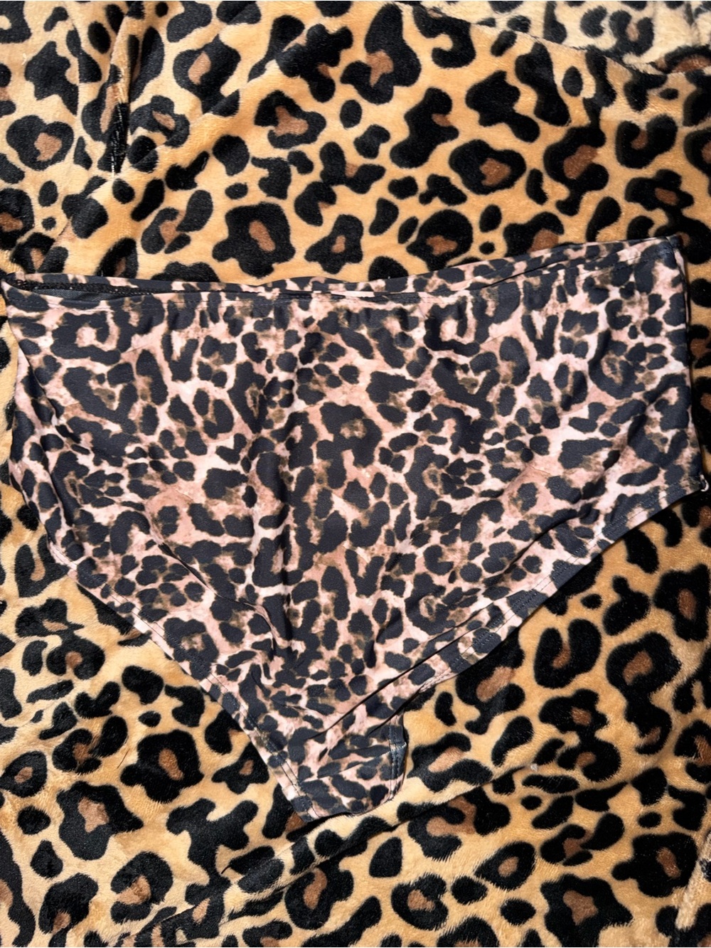 Leopard Print High-Waist Swim Bottoms - Brown/Black